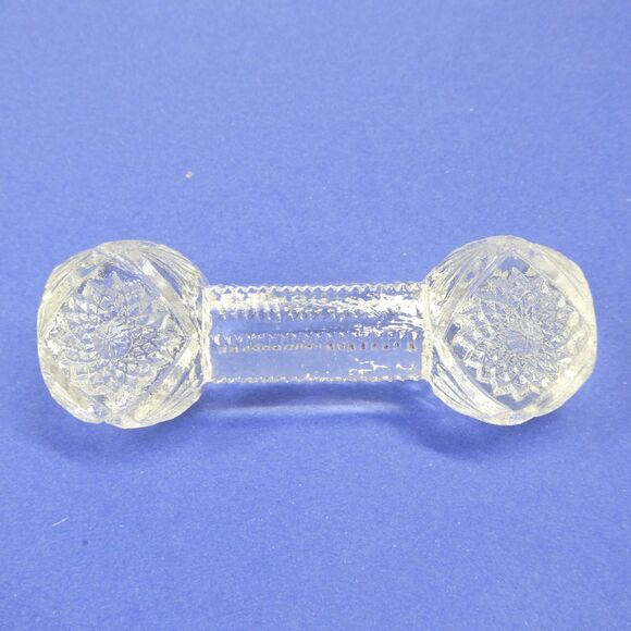 Knife Rest Clear Pressed Glass Antique Victorian Barbell - Picture 7 of 9